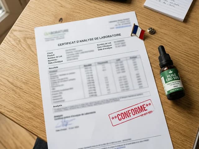Certificat d'analyse CBD conforme à la réglementation française 2026 - contrôle laboratoire