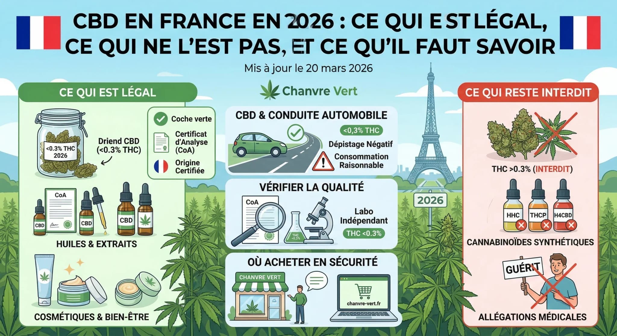CBD en France en 2026 : ce qui est légal, ce qui ne l'est pas